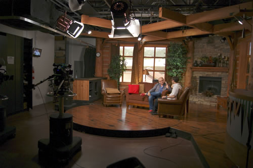 Michael Feeney Callan interviewed at PCTV, Park City Television, Utah, Summer 2011, discussing his biography of Robert Redford and his work as a writer (Photo credit: William T. Synder).